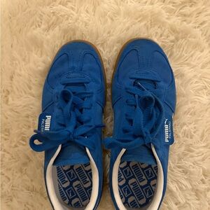 Puma Blue Suede Sneakers with White Logo